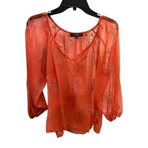 Sanctuary 3/4 Sleeve Sheer V-Neck Blouse Top X-Small